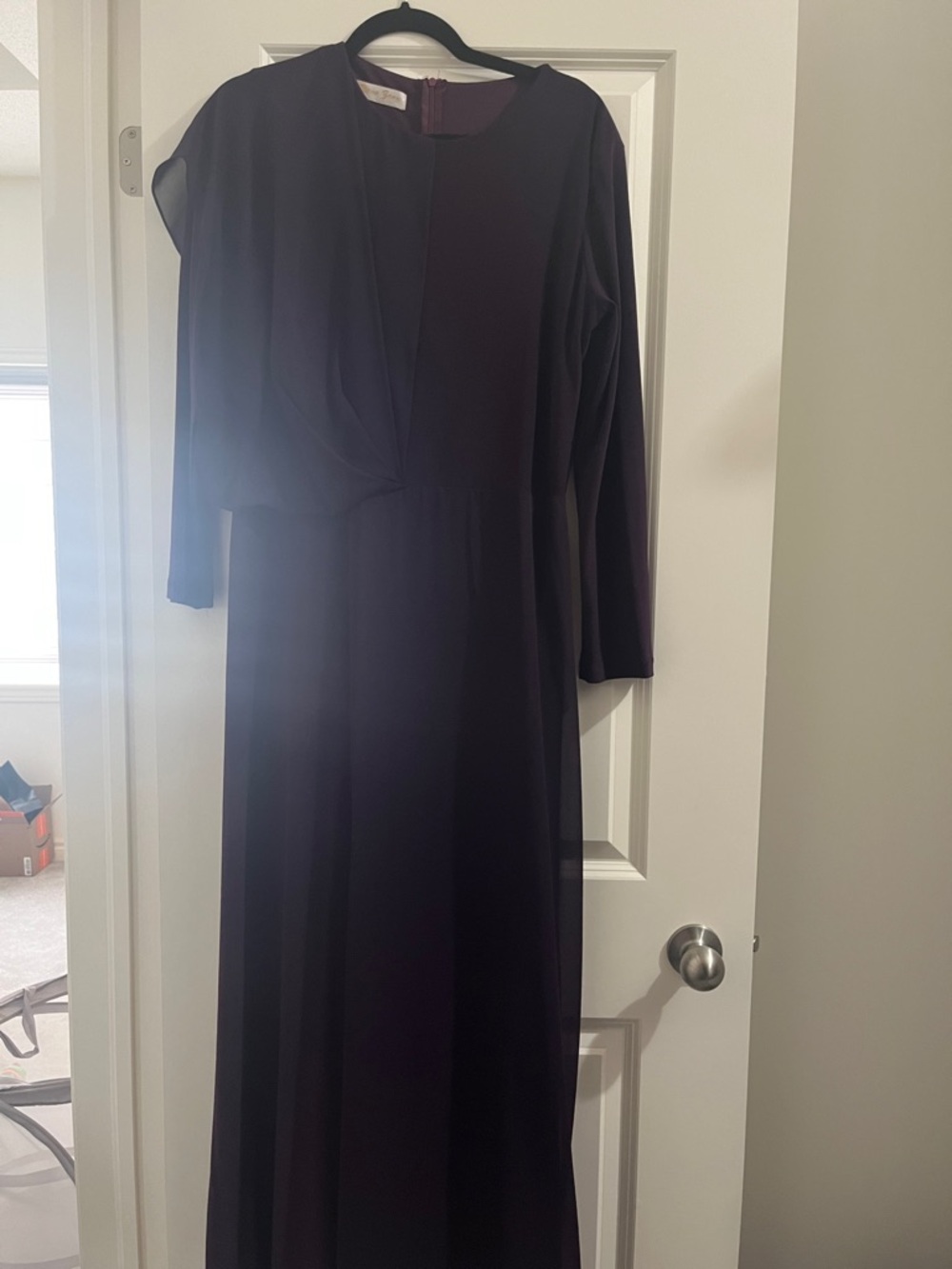 Women's Long Sleeve Evening Dress in Dark Plum